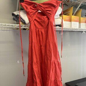 Princess Polly Halter Orange Sleeveless Cocktail Midi Dress size small